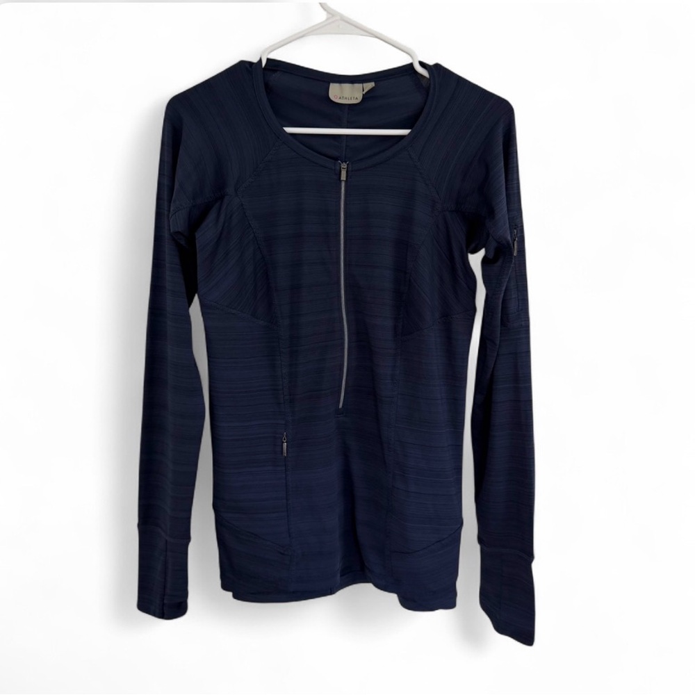Athleta Women’s Long Sleeve Pacifica Illume UPF Relaxed Top Navy Blue Small